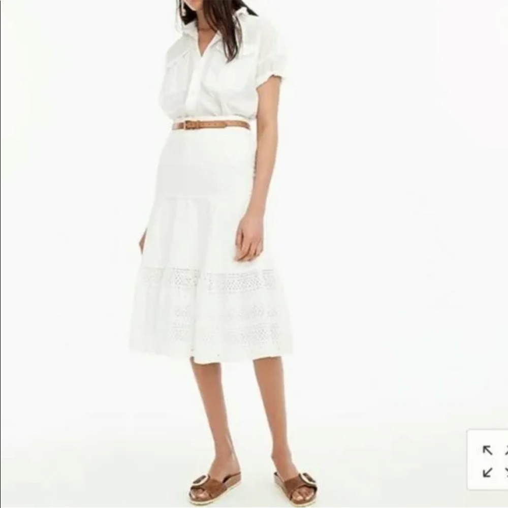 J.Crew Point Sur Tiered Eyelet Midi Skirt